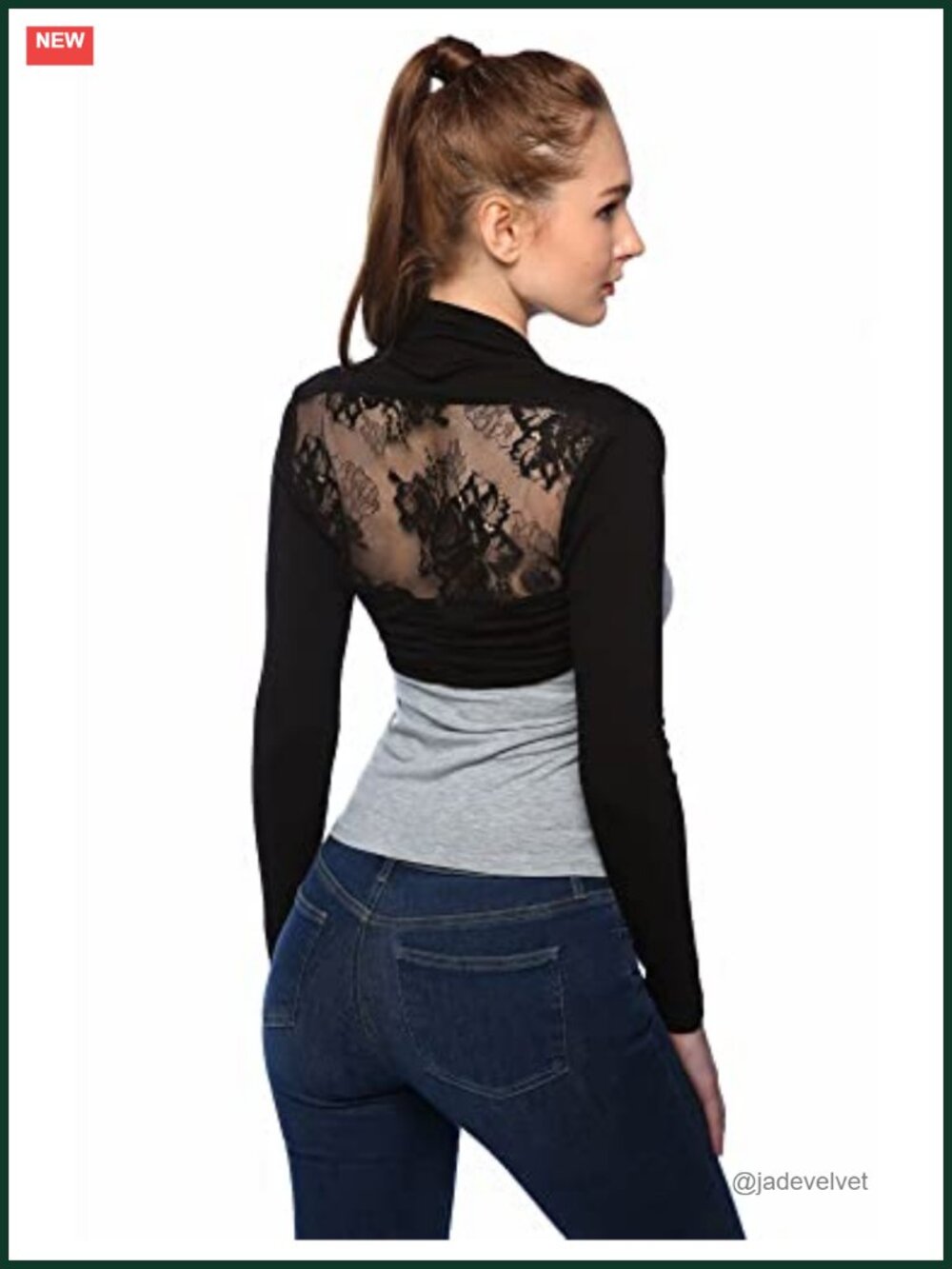 Lace Back Ruffle Hem Cropped Bolero Shrug Cardigan